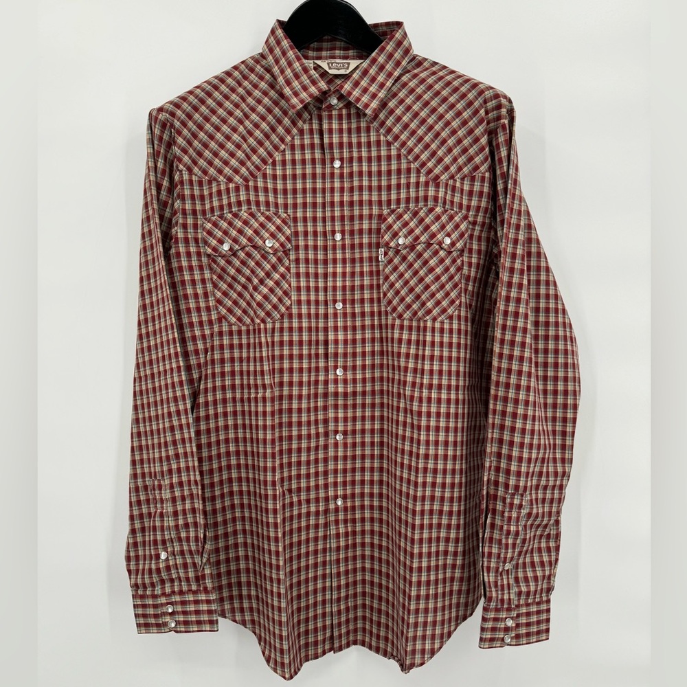 Levi Sportswear Vintage 1979 plaid shirt Size XL button-front Made In Korea EUC